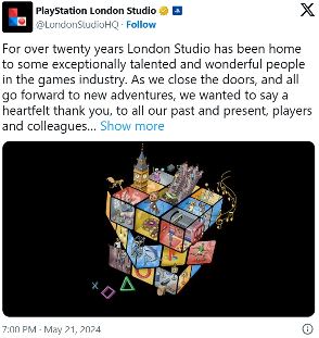 22 年老部门被裁,索尼 PlayStation 伦敦工作室关闭(图1) 22 年老部门被裁,索尼 PlayStation 伦敦工作室关闭(图1)