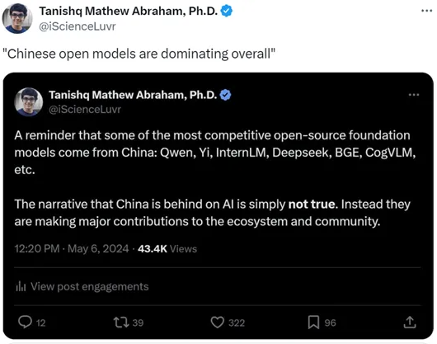 阿里Qwen-2成全球开源大模型排行榜第一，中国处于领导地位。(图4)